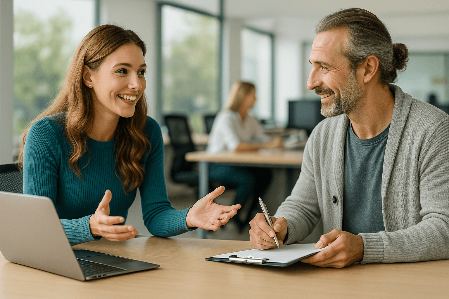 Coach and client in a coaching session